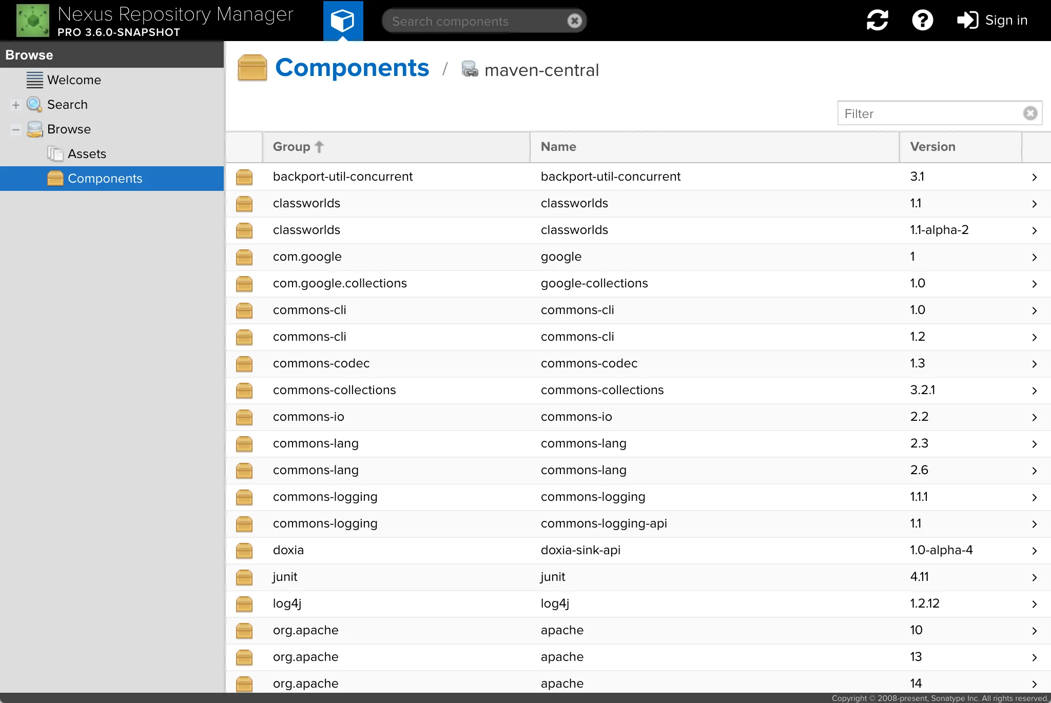Current browse interface